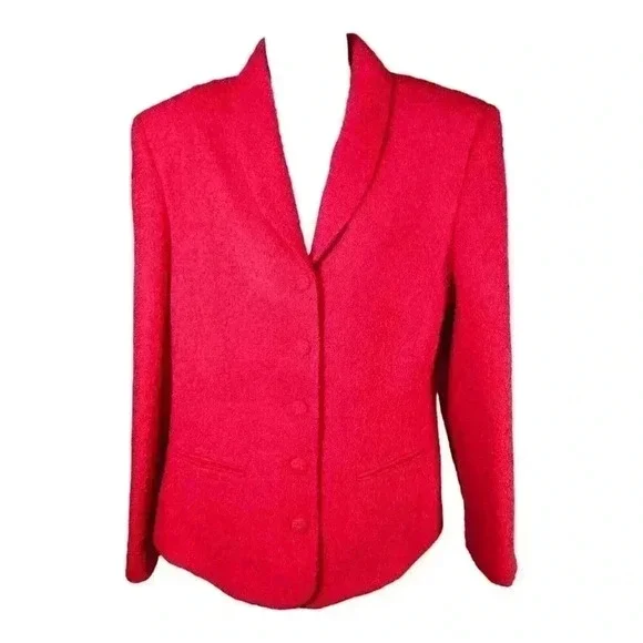 Brooks Brothers Wool Blazer Jacket Red Women's 14 Made in USA